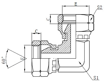 BSP Elbow Fit Adapter Drawing